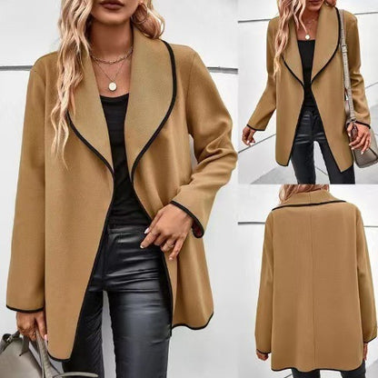 Dames élégant blazer oversize avec piping contrasté Chic und Stil