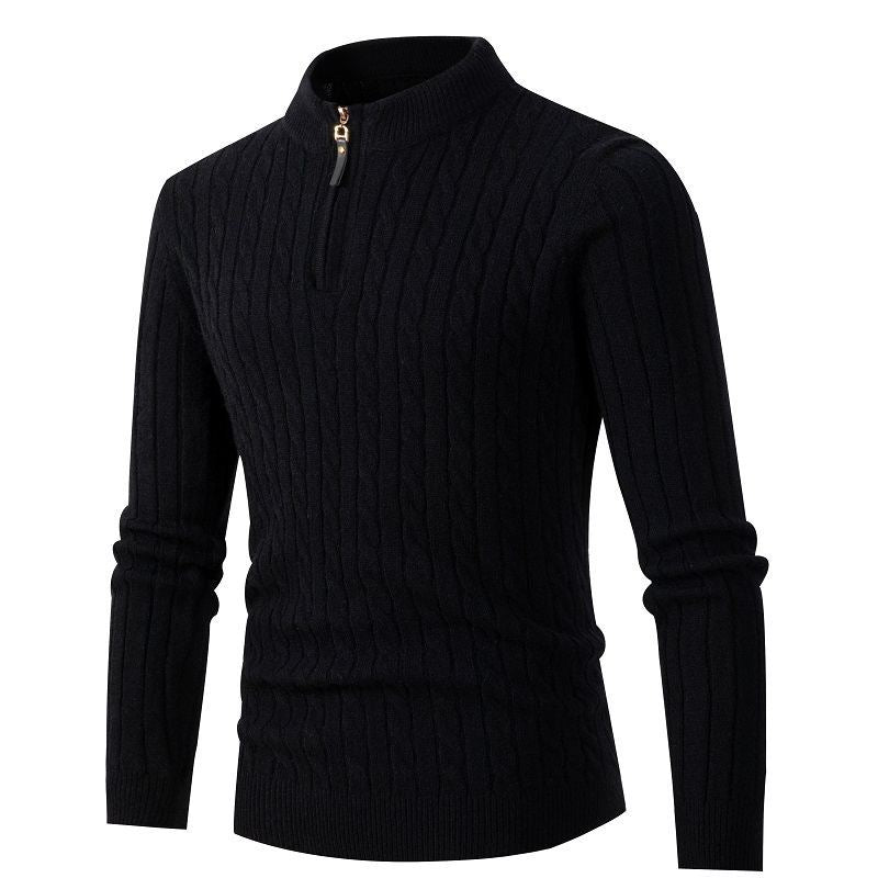 Homme Pull en tricot de haute qualité avec col montant et fermeture éclair Chic und Stil