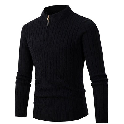 Homme Pull en tricot de haute qualité avec col montant et fermeture éclair Chic und Stil