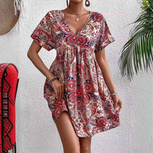 Robe de loisirs aérienne pour femmes avec décolleté en V et détails volant Chic und Stil