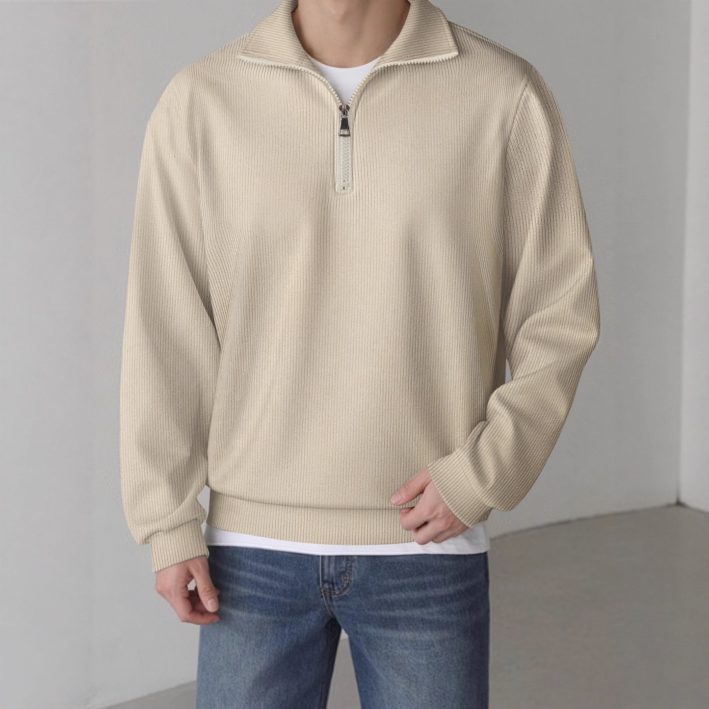 Casual pullover for men with half zipper Chic and Style