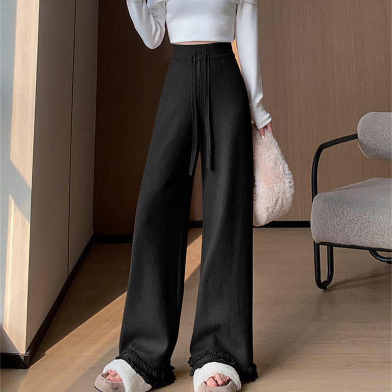 Ladies Elegant and Comfortable High-Waisted Pants with Stylish Fringes Chic and Style
