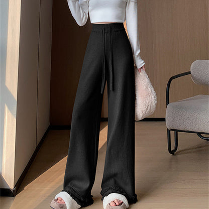 Ladies Elegant and Comfortable High-Waisted Pants with Stylish Fringes Chic and Style
