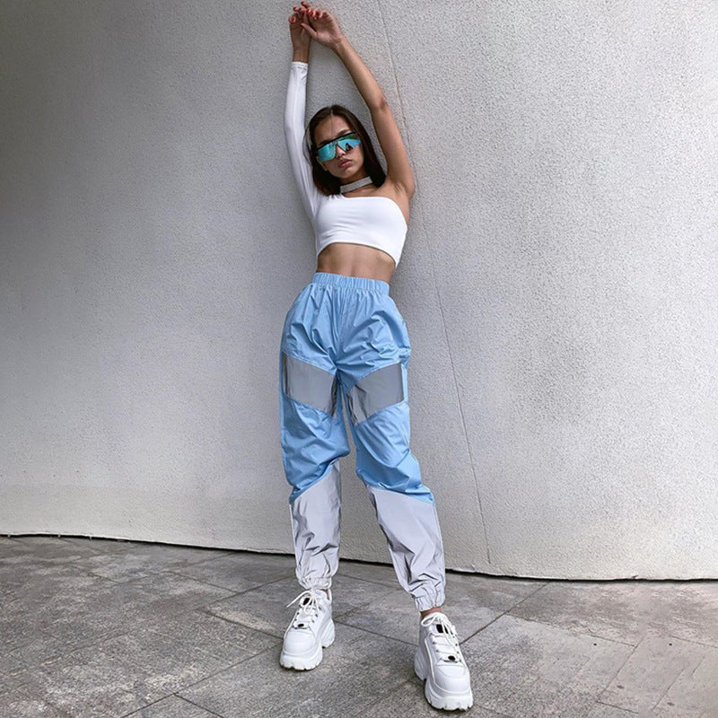 Women's cargo pants with reflective inserts and elastic waistband Chic und Stil