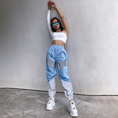 Women's cargo pants with reflective inserts and elastic waistband Chic und Stil