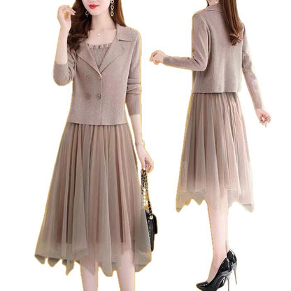 Dames Élégant robe en tulle avec blazer assorti Chic und Stil