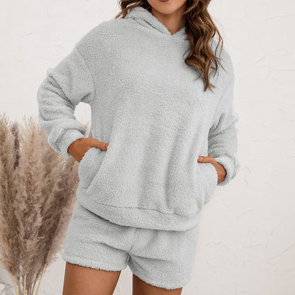 Women's Fleece Hoodie Set and Chic Shorts