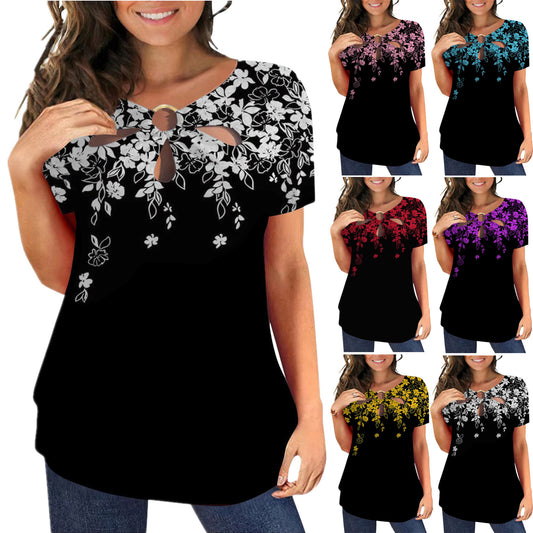 Dames Fleurs Découpe Clé Top Chic und Stil