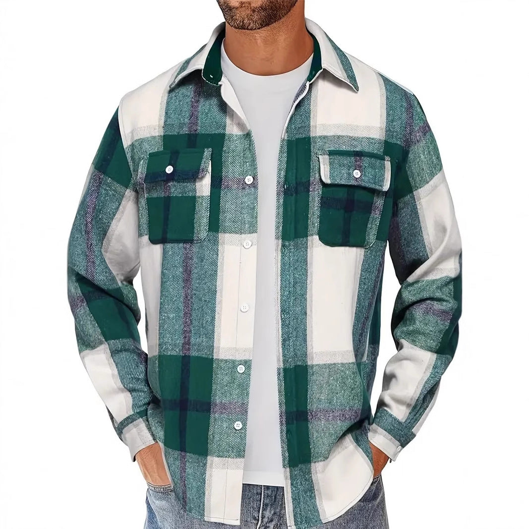 Chemise à carreaux en flanelle pour hommes avec poches poitrine doubles Chic und Stil