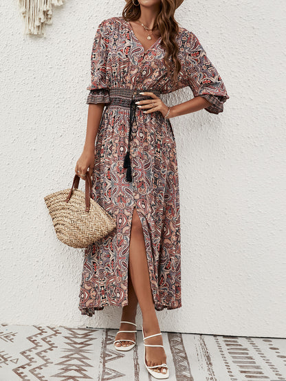 Robe maxi à boutons Bohemian longue Chic und Stil pour femmes