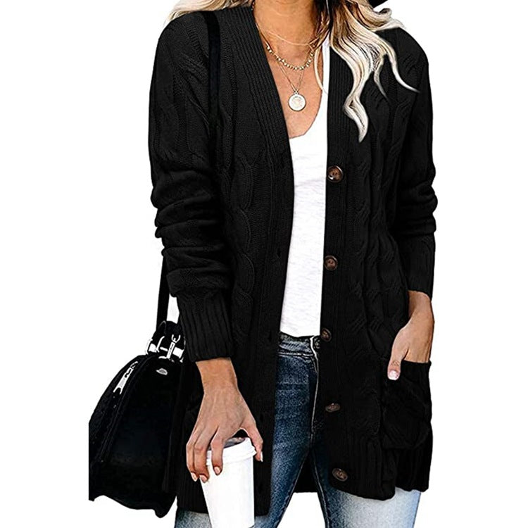 Cardigan en tricot grossier pour femmes avec des détails de boutons et des poches pratiques Chic und Stil