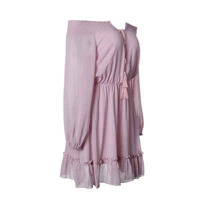 Robe off-shoulder pour femmes avec détails en volants et cordon de taille élastique Chic und Stil