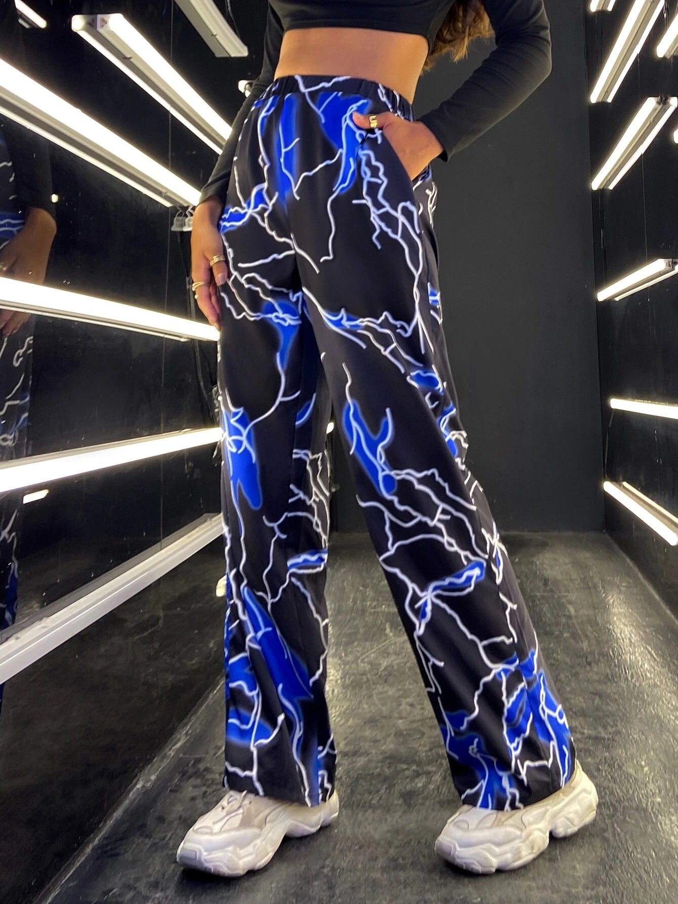 Women wide stylish pants with unique shine effect Chic and Style