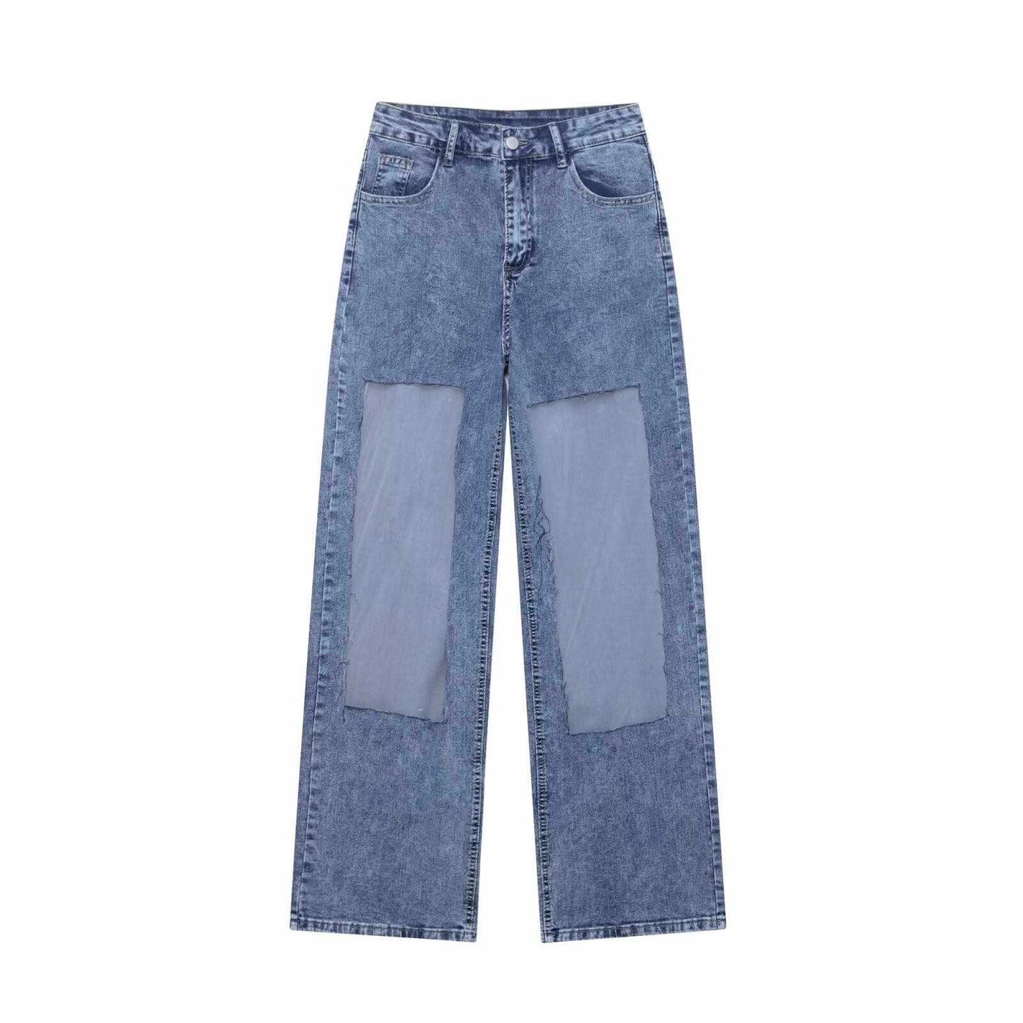 Dames décontractées jeans taille haute avec des détails de patch tendance Chic und Stil