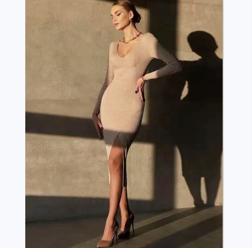 Robe maxi en tricot élégant pour dames avec une coupe raffinée et un design ajusté Chic und Stil