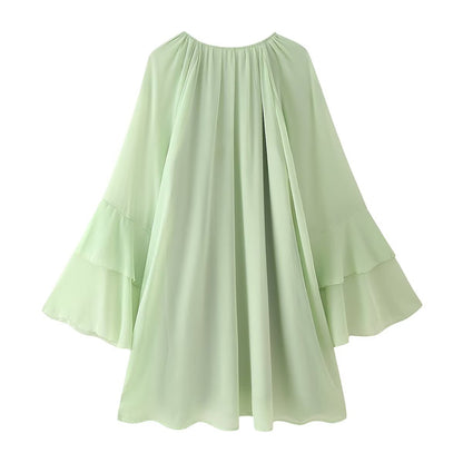 Robe maxi aérée pour femmes avec des détails de volants volumineux Chic und Stil