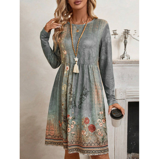 Robe décontractée femme avec motif floral et manches longues Chic und Stil