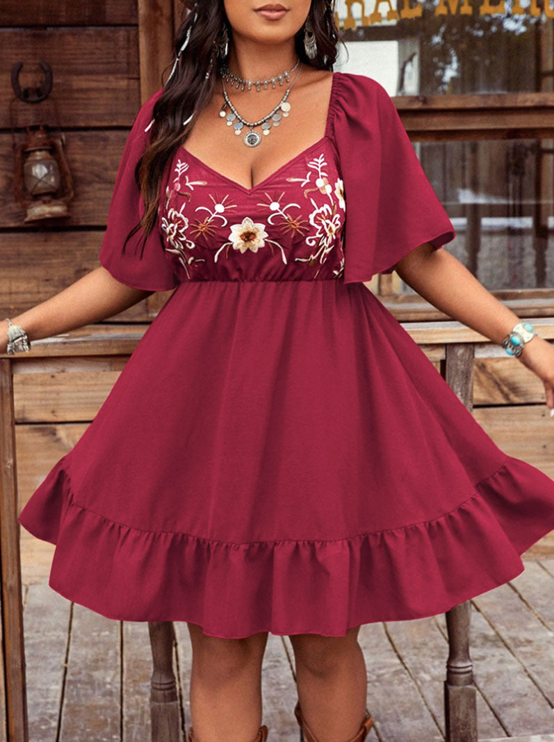Dames robe fluide A-ligne brodée Chic und Stil