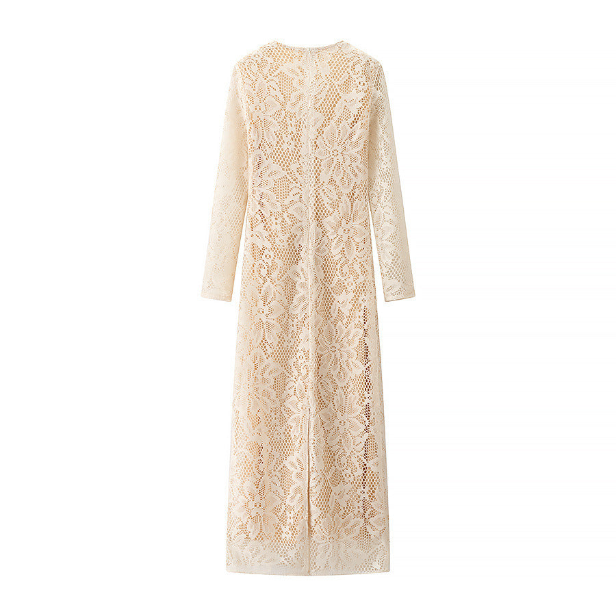 Robe en dentelle pour femmes avec décolleté en V et manches longues Chic und Stil