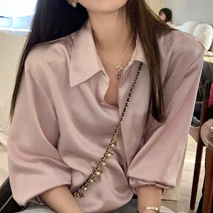 Blouse boutonnée en soie luxueuse pour femme Chic und Stil