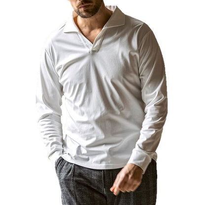 Chemise polo à manches longues pour hommes avec col moderne Chic und Stil