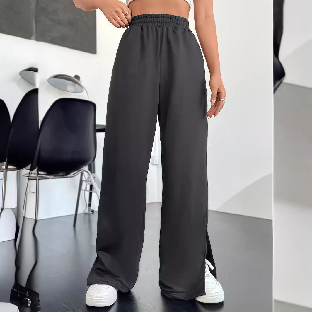 Loose sports pants for women with side slits and elastic waistband Chic and Style