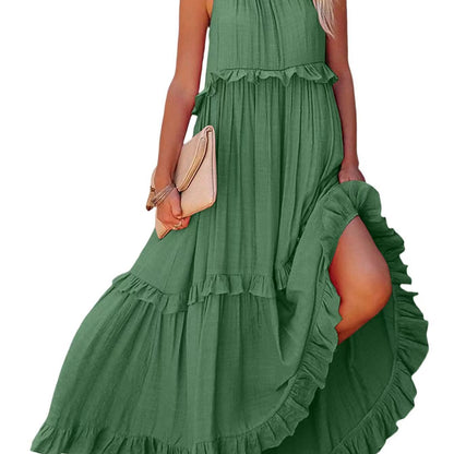 Robe maxi femme avec détails volantés et silhouette aérienne Chic und Stil