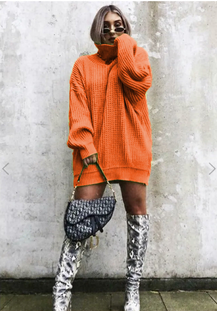 Dames Grand pull en tricot avec col haut et coupe angulaire Chic und Stil