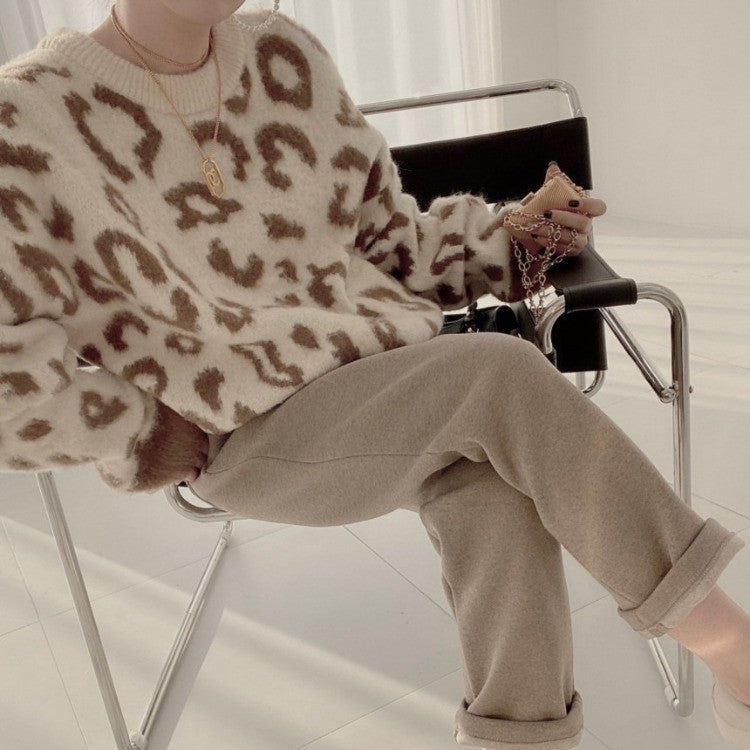 Dames Grand Pull en Design Imprimé Animalier Chic und Stil