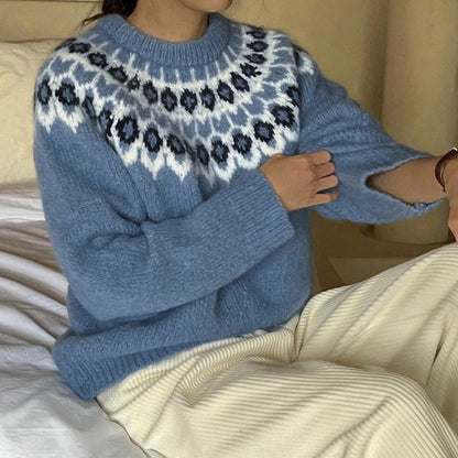 Pull en maille pour femmes avec motif norvégien traditionnel Chic und Stil