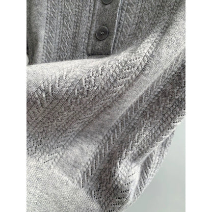 Top polo en tricot texturé pour femme avec détail en perles Chic und Stil