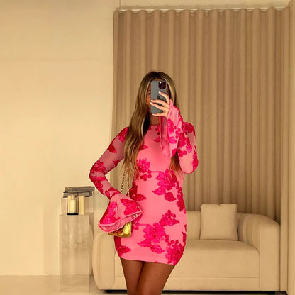 Robe chemise femme avec design floral décoratif et manches transparentes Chic und Stil