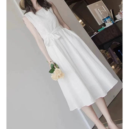 Robe midi sans manches en A pour femme avec détail nœud Chic und Stil