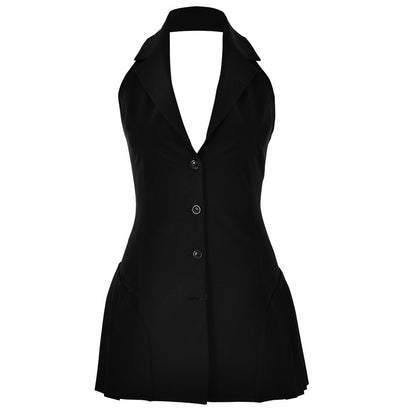 Robe blazer tendance pour femmes avec décolleté en V profond et poches latérales Chic und Stil