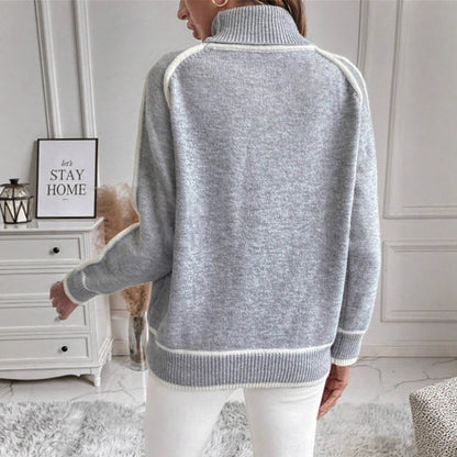 Pull-over à col roulé décontracté pour femmes avec des détails contrastés Chic und Stil