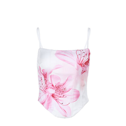 Robe Mini Satin Imprimé Floral Chic und Stil pour Femmes