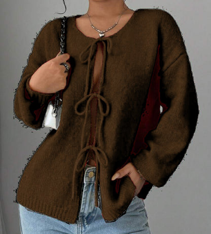 Pull en tricot oversize pour femmes avec détail de lacet décoratif Chic und Stil