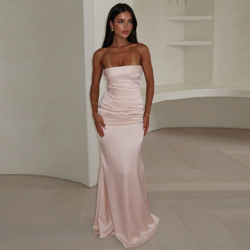 Dames élégante sans bretelles Satin-Gala Chic und Stil