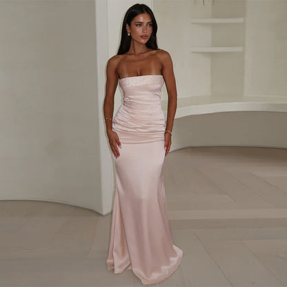 Dames élégante sans bretelles Satin-Gala Chic und Stil