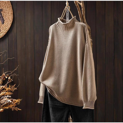 Pull en tricot oversized pour femmes avec col montant Chic und Stil