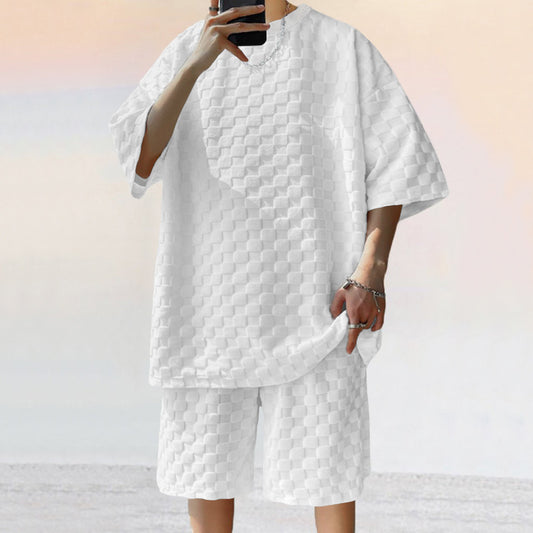 Ensemble décontracté pour hommes en t-shirt et shorts à motif à carreaux Chic und Stil