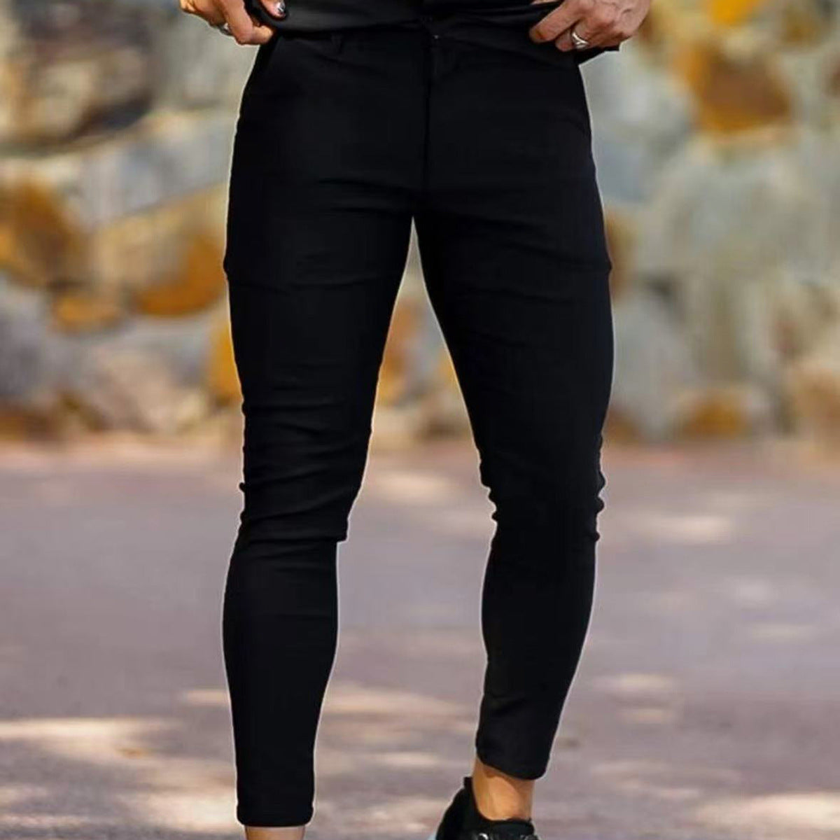 Elegant and comfortable slim fit pants for men with elastic waist and functional pockets Chic and Style