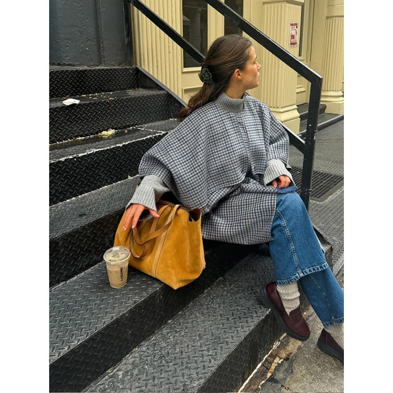 Chemise-giacket surdimensionnée pour femmes avec motif à carreaux et coupe décontractée Chic und Stil