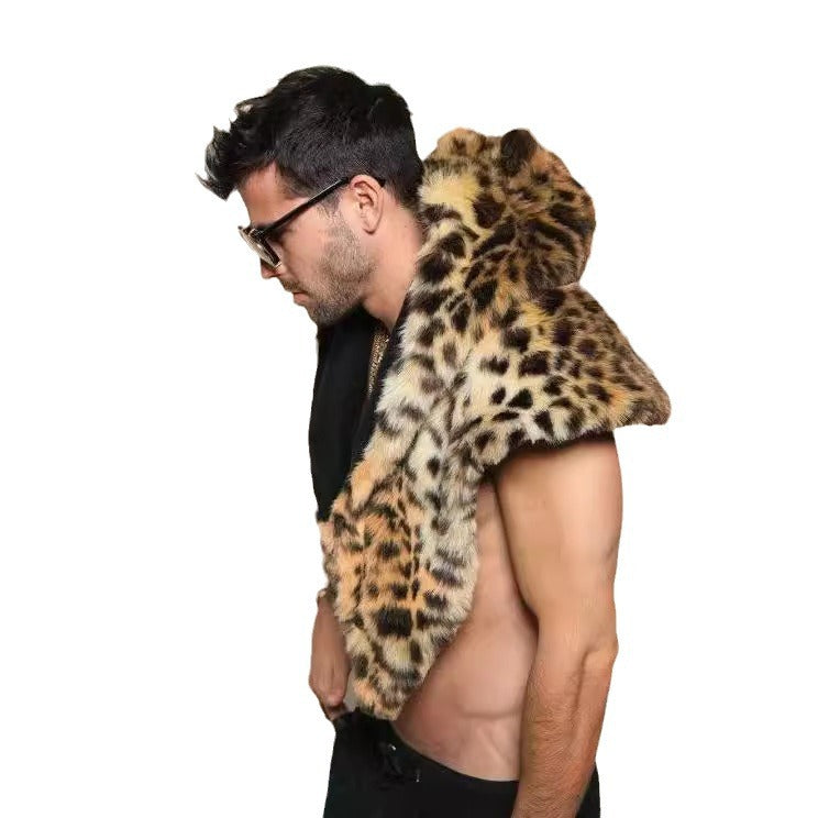 Men's Plush Hooded Cape Chic and Style