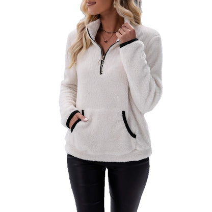 Women's fleece pullover with half-zip and side pockets Chic und Stil