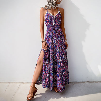 Robe maxi inspirée bohème pour femme avec détail fente Chic und Stil