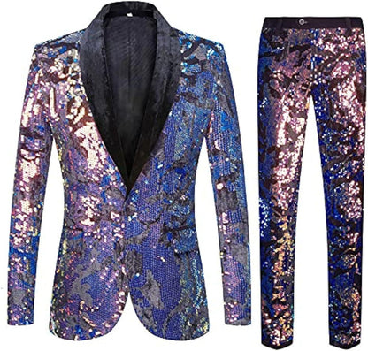 Costume élégant en velours pour hommes avec motif en sequins brillants Chic und Stil
