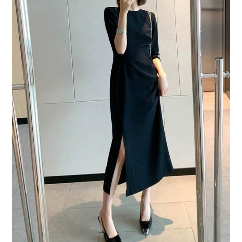 Robe maxi élégante à fente latérale pour femmes Chic und Stil