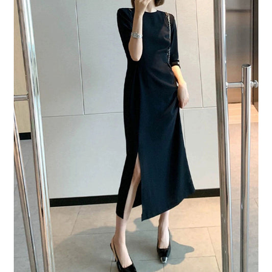 Robe maxi élégante à fente latérale pour femmes Chic und Stil