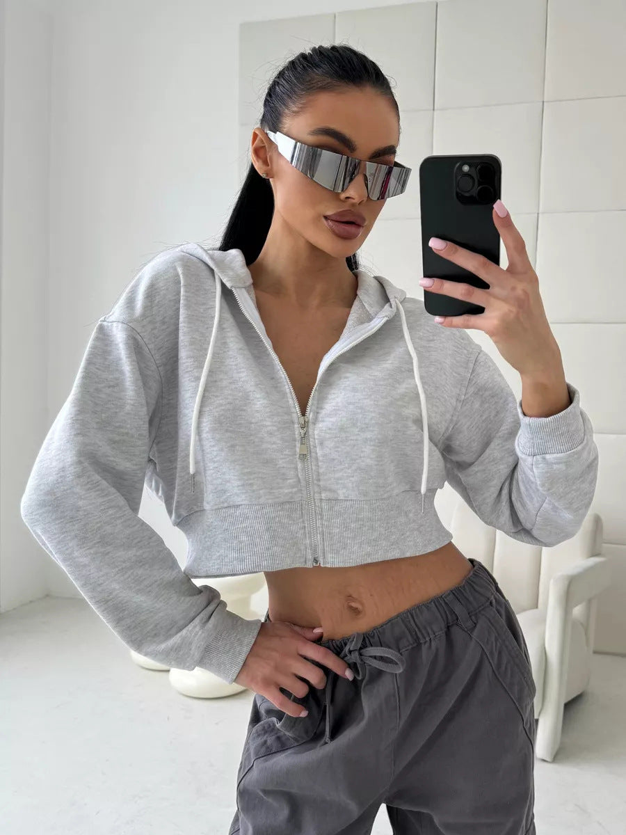 Dames hoodie court à la mode Chic und Stil